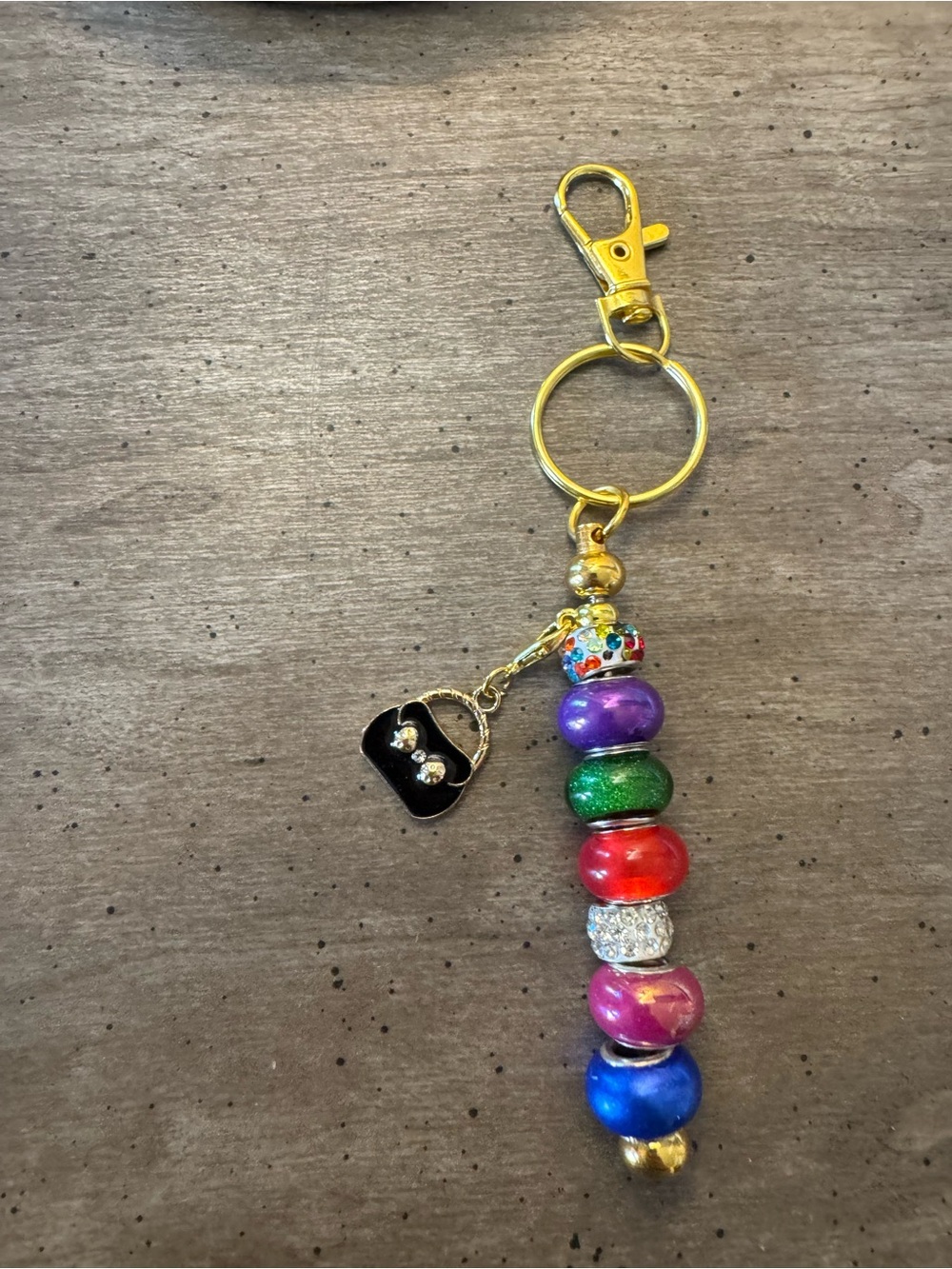 Multicolor Bead Keychain with Mini Purse Charm